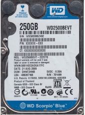 Хард диск WD 250GB, 2.5", 7200RPM, SATA 3Gb/s 8MB Cache, WD2500BEVT