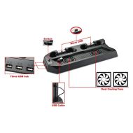 Вертикална стойка за PS4 / PS4 Slim с охлаждане, зарядно за контролери и 3 портов USB хъб