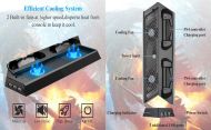 Вертикална стойка за PS4 PRO с охлаждане, зарядно за контролери и 3 портов USB хъб